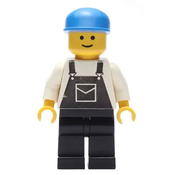 Man, Black Overalls, Blue Cap