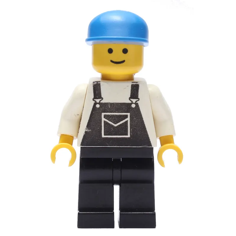Man, Black Overalls, Blue Cap