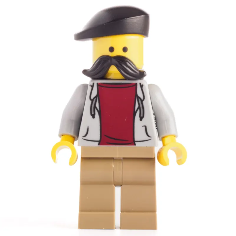 Light Bluish Grey Torso, Dark Tan Legs, Mustache, Barrett