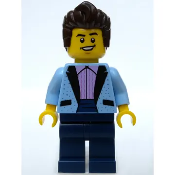 Bright Light Blue Torso, Dark Blue Legs, Dark Brown Hair