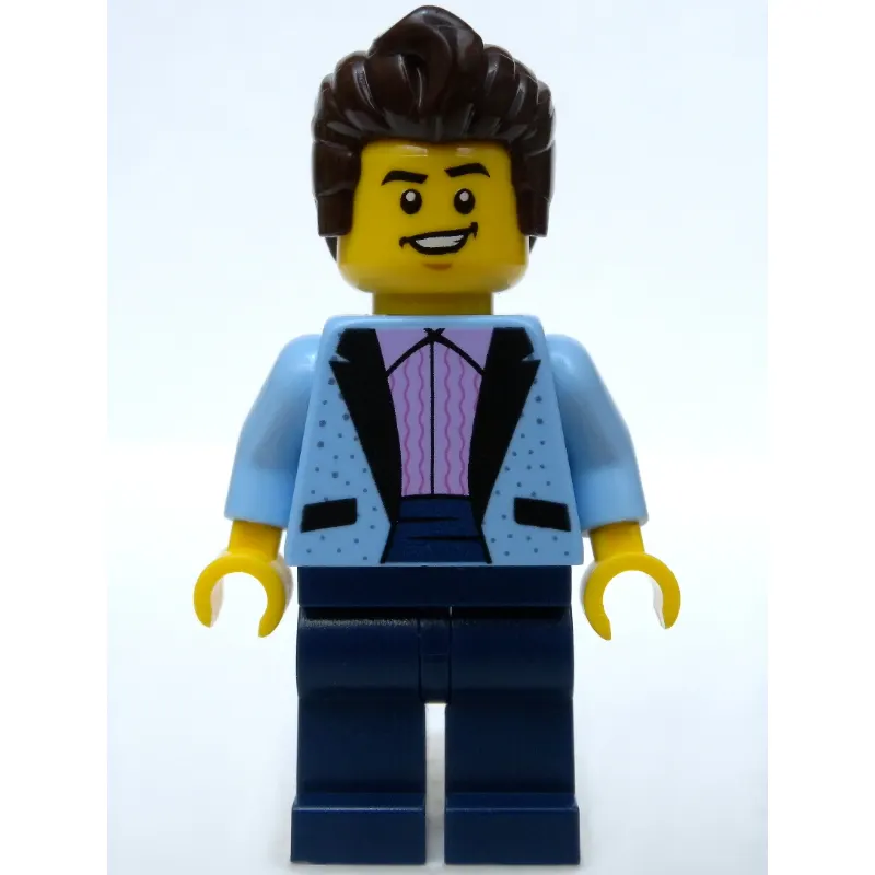 Bright Light Blue Torso, Dark Blue Legs, Dark Brown Hair