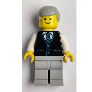 Black Torso Jacket, Light Bluish grey Legs, Light Bluish Grey Hair