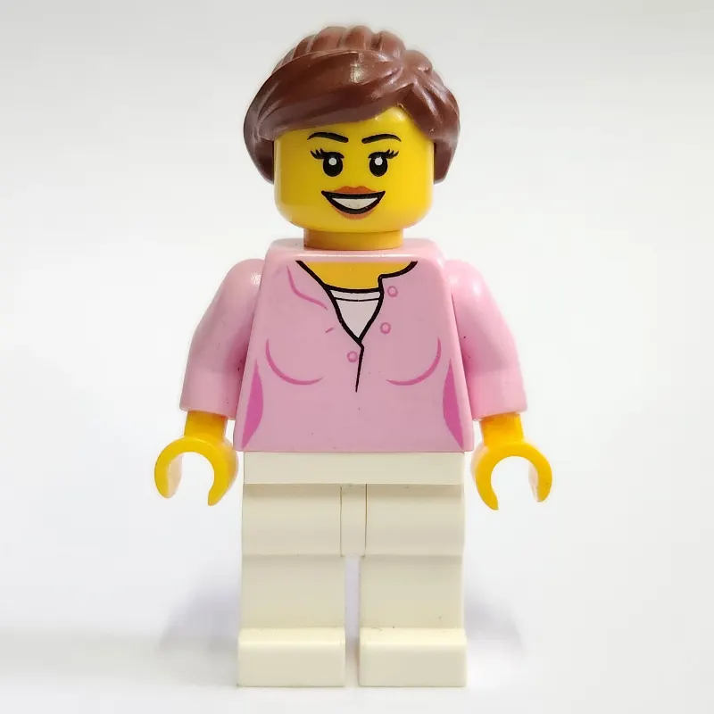Bright Pink Torso, White Legs, Reddish Brown Hair