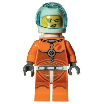 Astronaut, Woman, Orange Torso and Legs, White Helmet, Trans-Light Blue Visor
