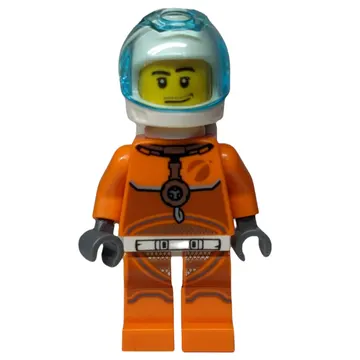 Astronaut - Orange Torso and Legs, White Helmet, Trans-Light Blue Visor, Stubble