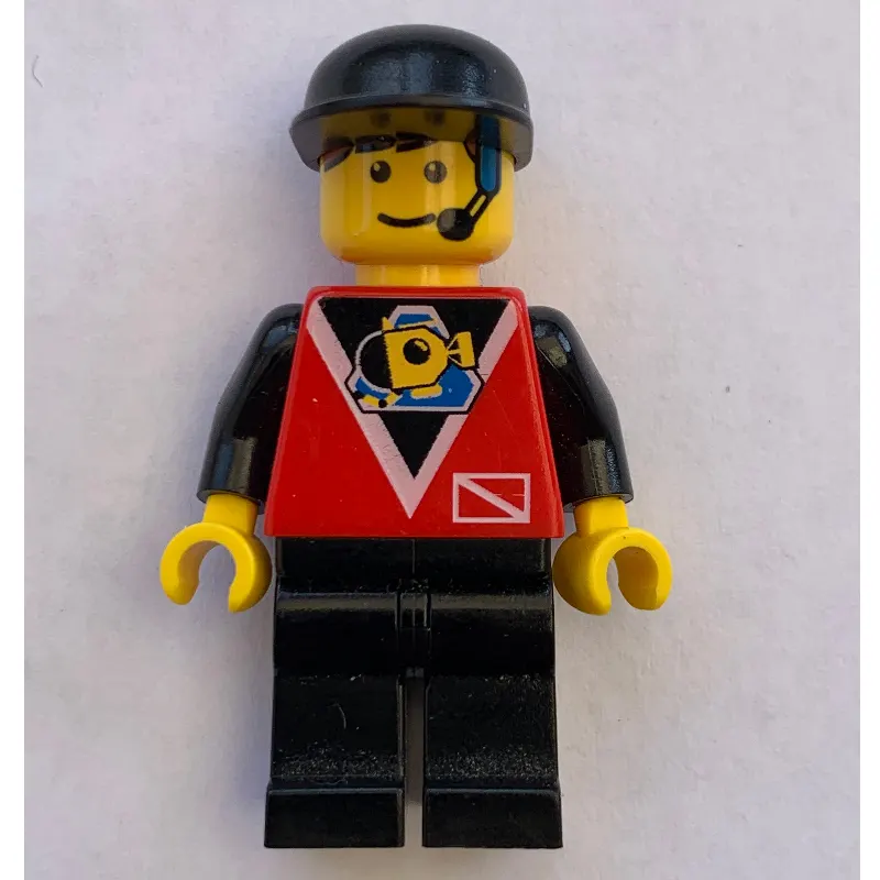 Marine Explorer, Red Shirt with Divers Logo, Black Cap, Headset