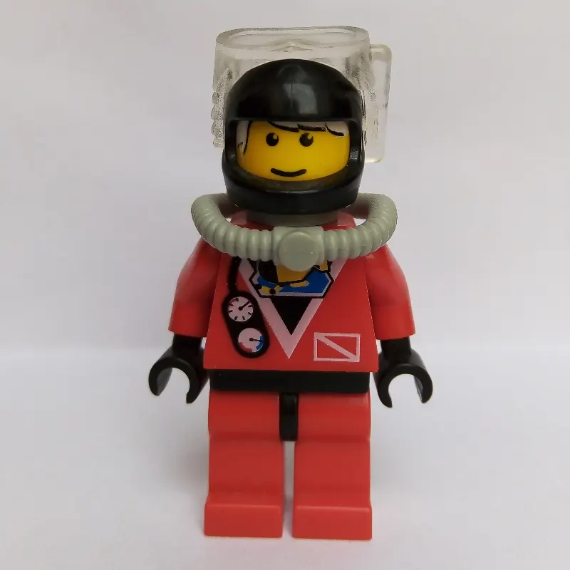 Diver, Man, Red Wetsuit, Black Helmet with Mask, Airtank, Printed White Hair