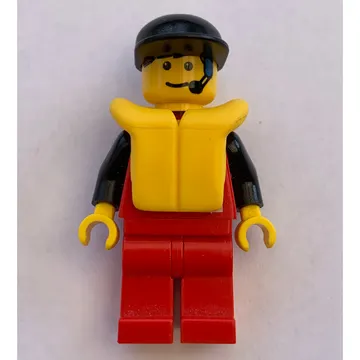 Marine Explorer, Red Shirt with Divers Logo, Red Legs, Black Cap, Yellow Life Vest, Headset