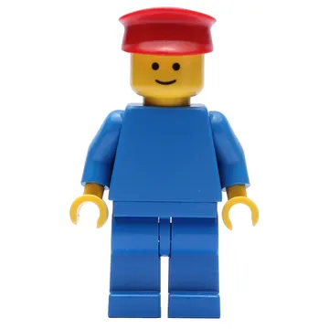 Man, Plain Blue, Red Hat