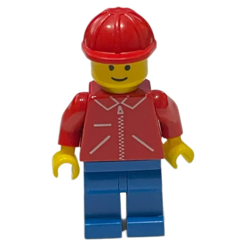 Man, Red Jacket with Zipper, Blue Legs, Red Hard Hat