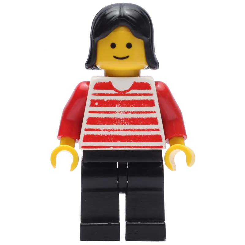 Woman, Red and White Striped Shirt, Black Legs, Black Hair