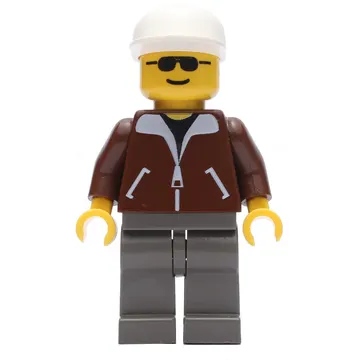 Man, Brown Jacket, Dark Gray Legs, White Cap