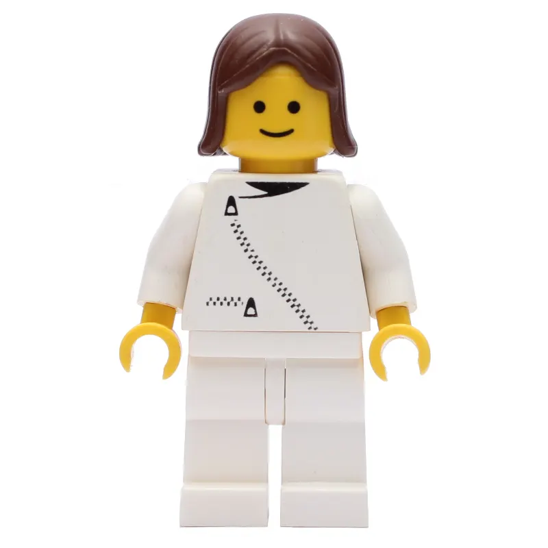 Woman, White Jacket with Zipper, White Legs, Brown Hair