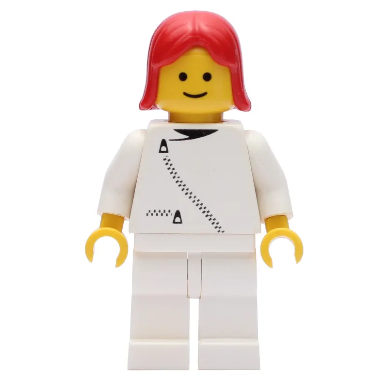 Woman, White Jacket with Zipper, White Legs, Red Hair