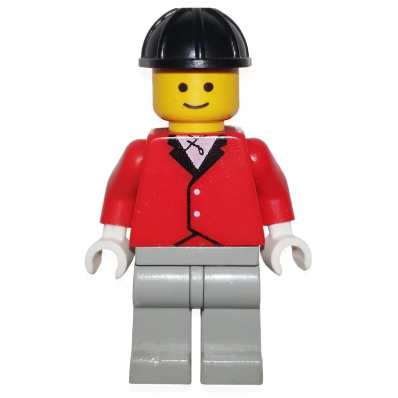 Man, Red Riding Jacket, Light Gray Legs, Black Hard Hat (3626a head)