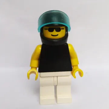 Man, Black Torso, White Legs, Black Helmet with Visor, Sunglasses