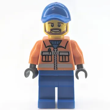 Worker - Orange Torso, Blue Legs, Blue Cap, Reddish Brown Beard