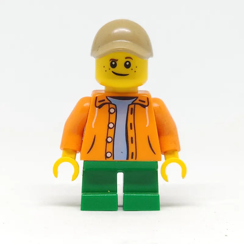 Kid, Orange Torso, Green Legs, Dark Tan Cap