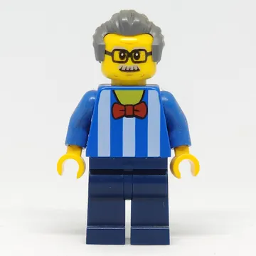 Blue Torso, Dark Blue Legs, Dark BLuish Grey Hair - Without Back Print
