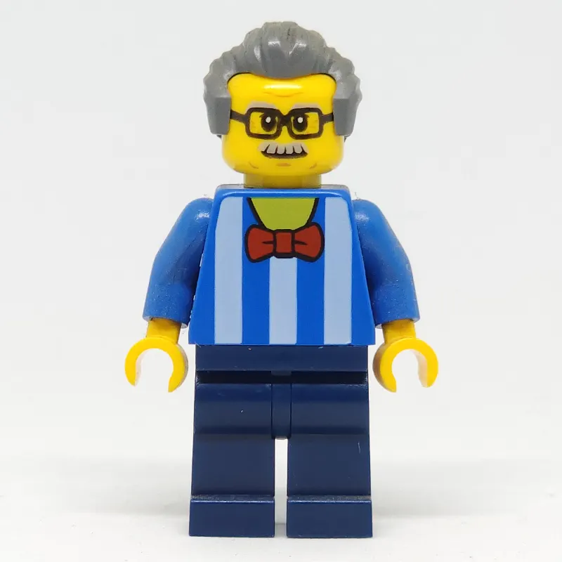 Blue Torso, Dark Blue Legs, Dark BLuish Grey Hair - Without Back Print