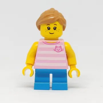 Kid, Bright Pink Torso, Blue Legs, Medium Nougat Hair