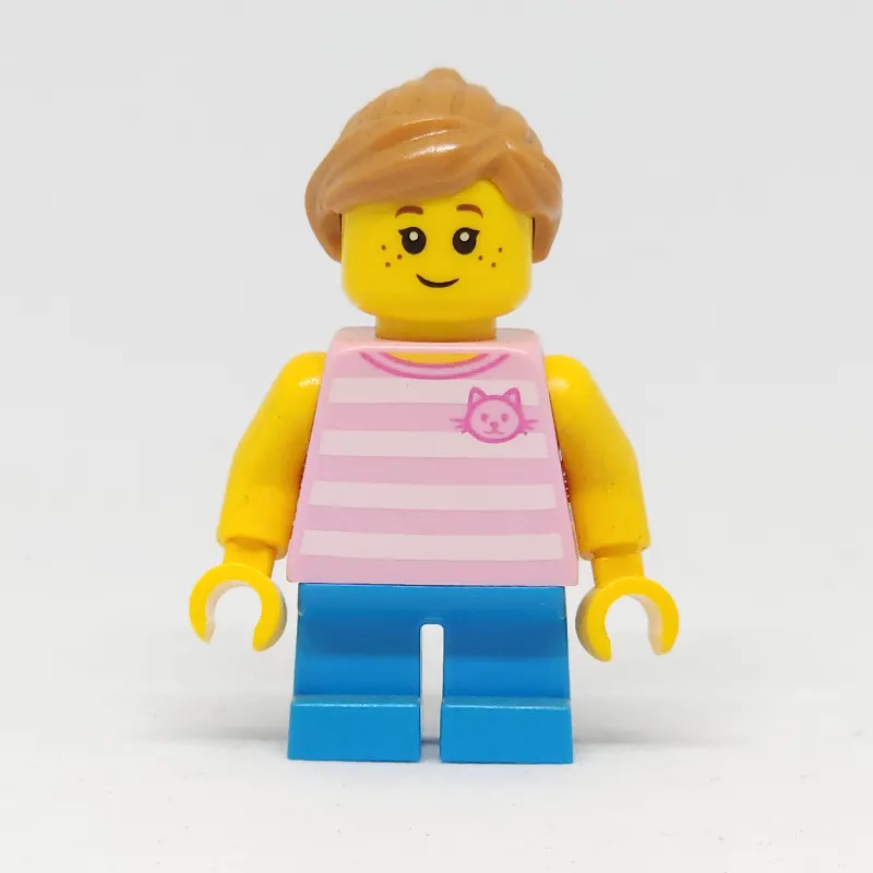 Kid, Bright Pink Torso, Blue Legs, Medium Nougat Hair