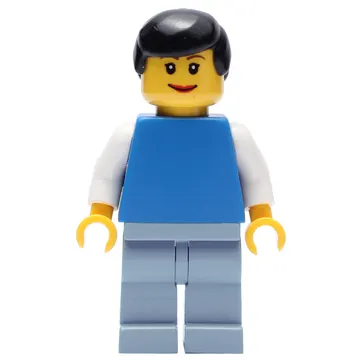 Blue Torso, Sand Blue Legs, Black Hair