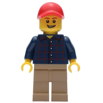 Dark Blue Torso, Dark Tan Legs, Red Cap