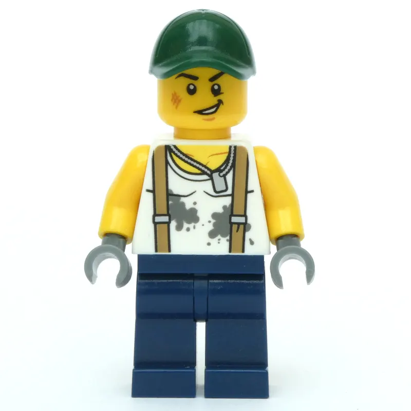 White Torso, Dark Blue Legs, Dark Green Cap