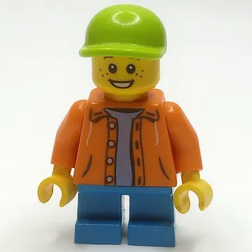 Kid - Orange Torso, Dark Azure Legs, Lime Cap