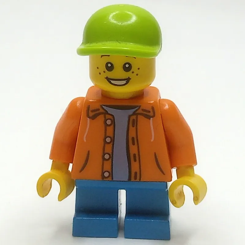 Kid - Orange Torso, Dark Azure Legs, Lime Cap