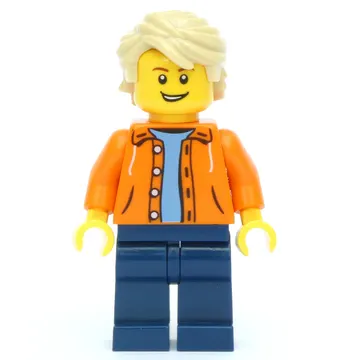Orange Torso, Dark Blue Legs, Tan Hair