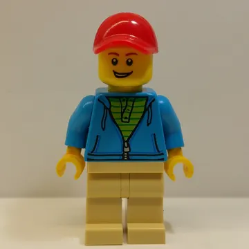 Dark Azure Torso, Tan Legs, Red Cap