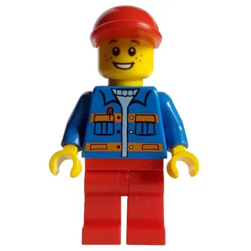 Blue Torso, Red Legs, Red Cap
