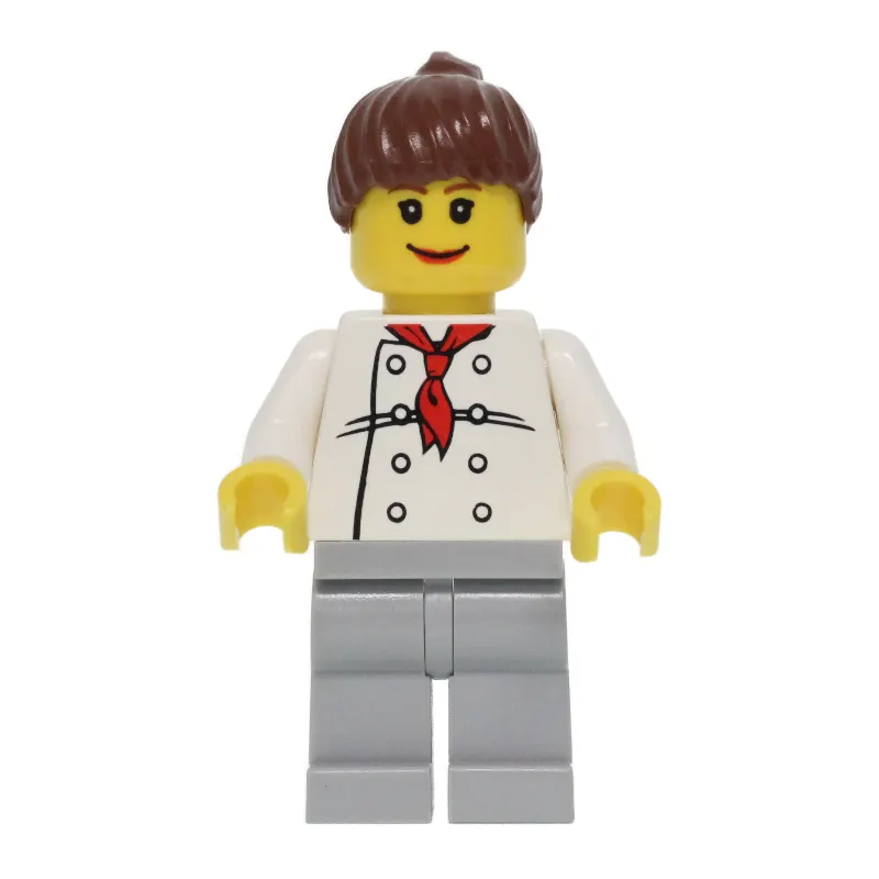 Chef, Woman, Red Neckerchief, Light Bluish Gray Legs, Reddish Brown Hair, 3626bpr0043 Head
