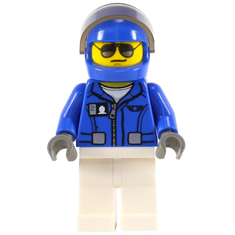 Pilot, Blue Jacket, White Legs, Blue Helmet with Visor, Sunglasses