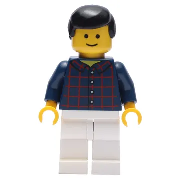 Dark Blue Torso, White Legs, Black Hair