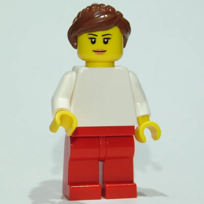 White Torso, Red Legs, Dark Brown Hair