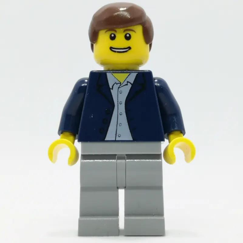 Man, Open Dark Blue Jacket, Light Bluish Gray Legs, Reddish Brown Hair