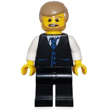 Man, Black Vest with Tie, Dark Tan Hair, Beard