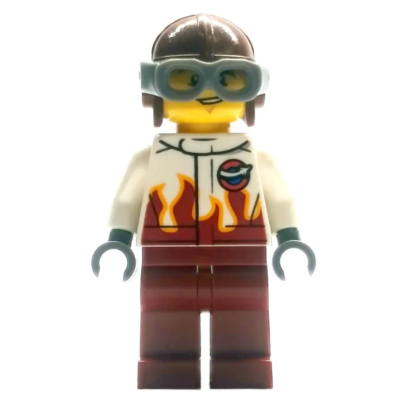 Pilot, White and Dark Red Jumpsuit, Helmet with Goggles