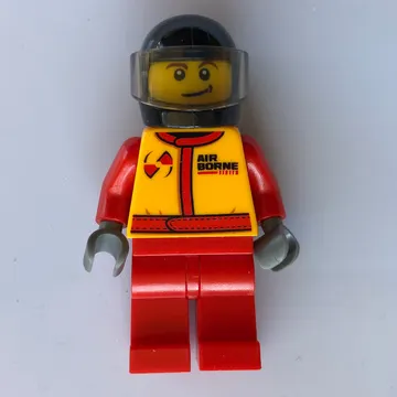 Racer, Red and Orange Jumpsuit, Black Helmet with Visor