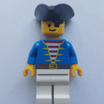 Pirate - Blue Torso, White Legs, Black Hat (3626c Head)