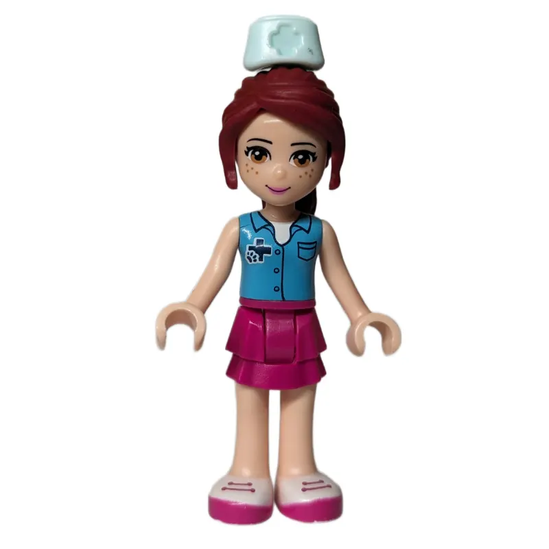 Mia - Medium Azure Shirt, Magenta Skirt, Veterinarian, Nurse Hat