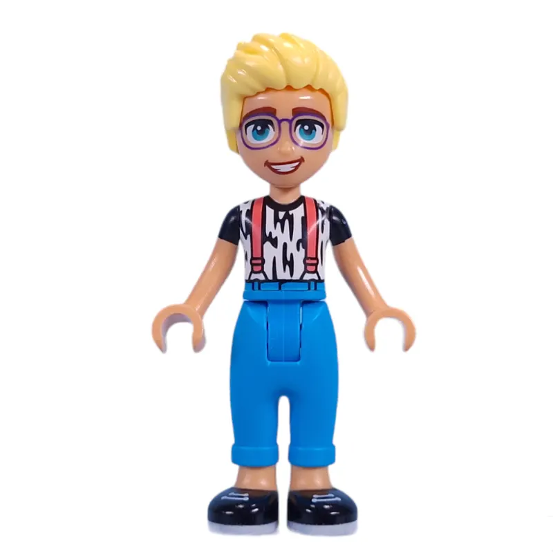 Olly - Animal Print Shirt, Dark Azure Pants, Black Shoes