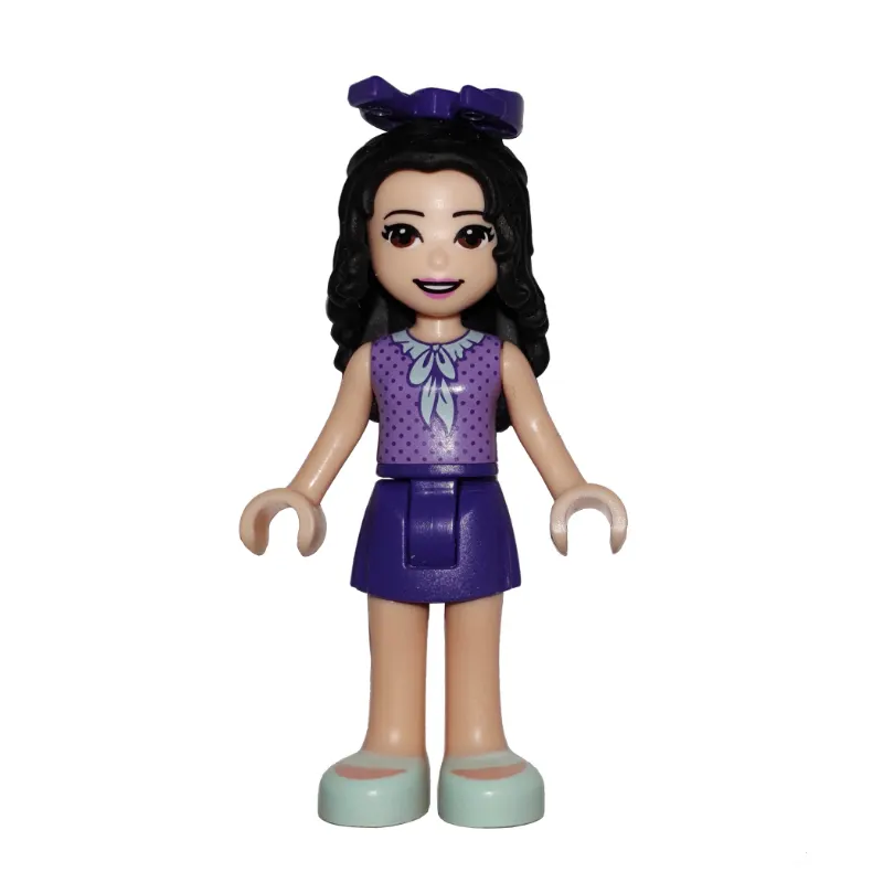 Emma - Medium Lavender Dotted Top, Dark Purple Skirt, Bow