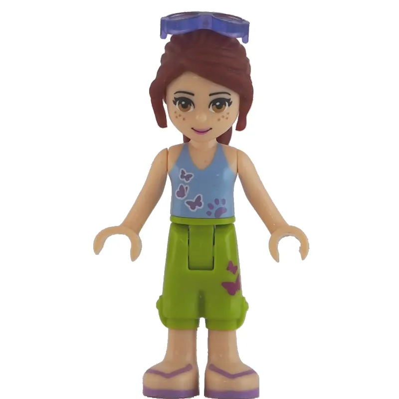 Mia - Medium Blue Top, Lime Shorts, Sunglasses