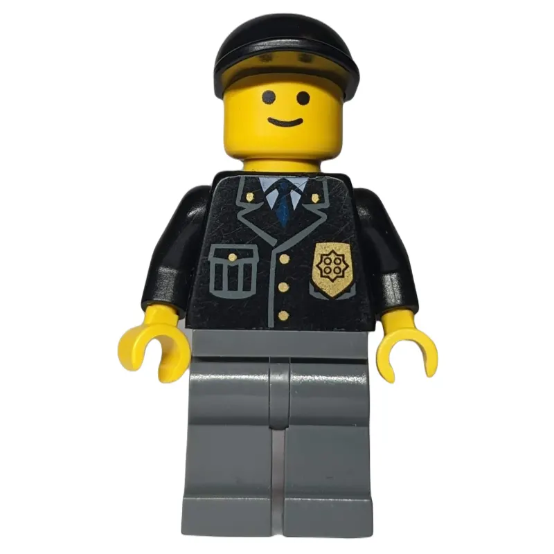 Police - Black Torso, Dark Bluish Grey Legs, Black Cap