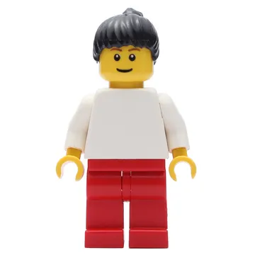 White Torso, Red Legs, Black Hair Ponytail