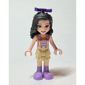 Emma - Tan Overall, Black Hair, Bow